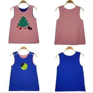 Vintage The Bailey Boys Christmas Tree Ladybug Reversible Dress